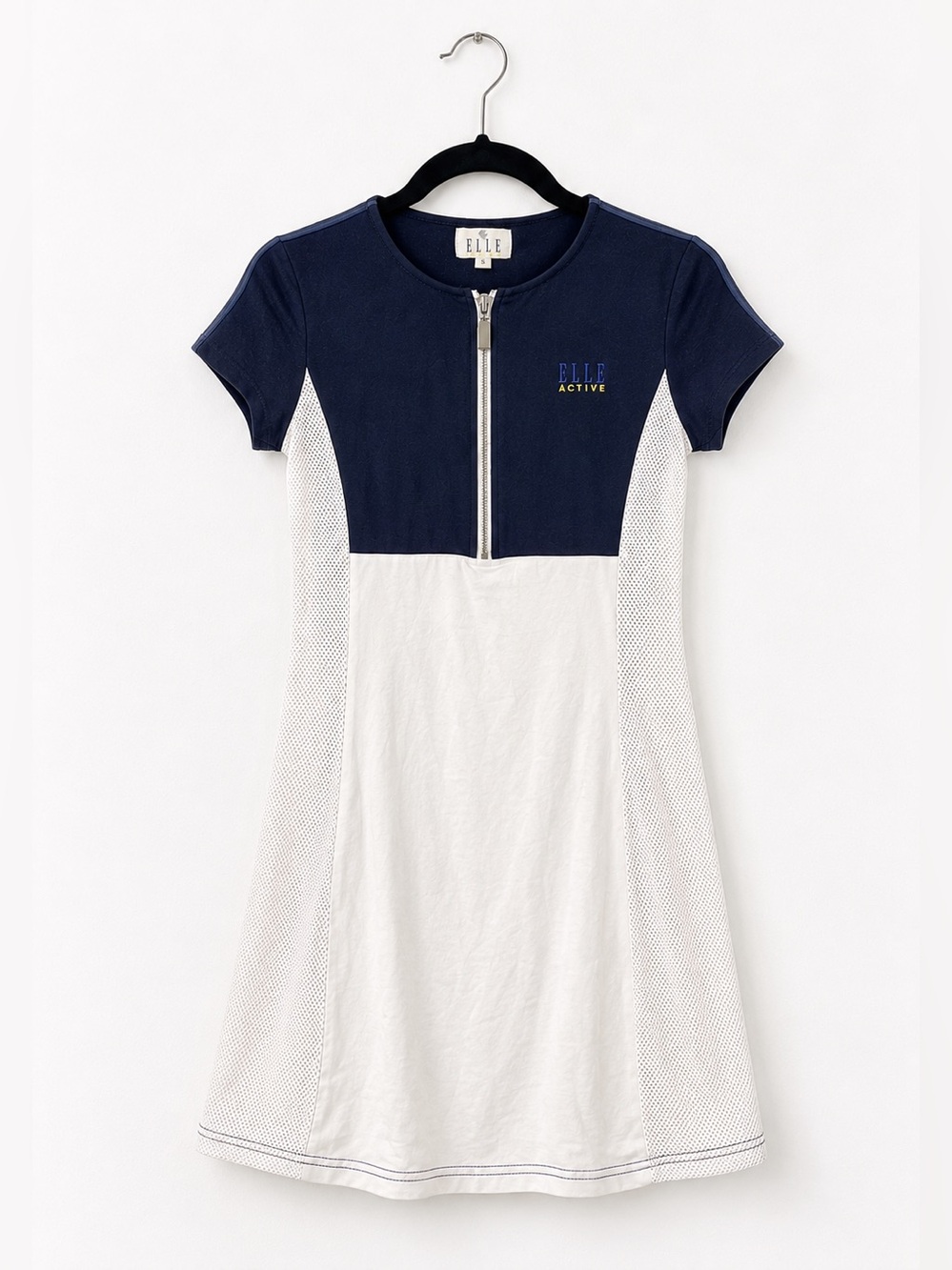 90s *Vintage Elle Active Mesh Tennis Active Mini Summer Dress - Navy White SMALL